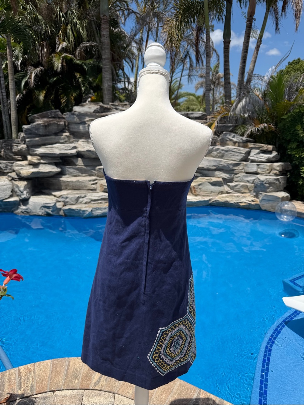 Lilly Pulitzer Strapless Navy Embroidered Dress - Picture 3 of 4